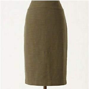 Anthropologie Moulinette Soeurs Textured Olive Green Linen Blend Skirt 12